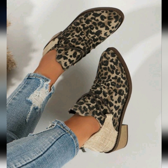 Women's Autumn Ankle Boots, Fashionable Color-Blocking Comfy Pointed Toe Chunky - Picture 2 of 6